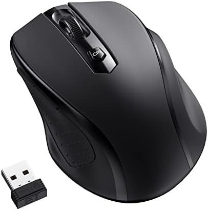 Mouse sem fio Lodvie, 2.4g Mouse de computador sem fio confortável para laptop, 5 dpi ajustável 2400 com 6 botões, 15 meses