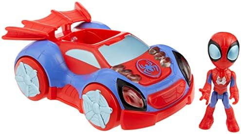 Hasbro Marvel Spidey e seus amigos incríveis para o carro de brinquedos da Web-Crawler, com figura de ação de Spidey, brinquedos pré-escolares, brinquedos de super-heróis para meninos e meninas de 3 anos e luzes, luzes e sons