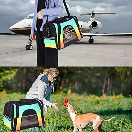 Becrazier Rainbow Background Pet Travel Transportador | Design ventilado, macio e confortável com recursos de segurança | Ideal