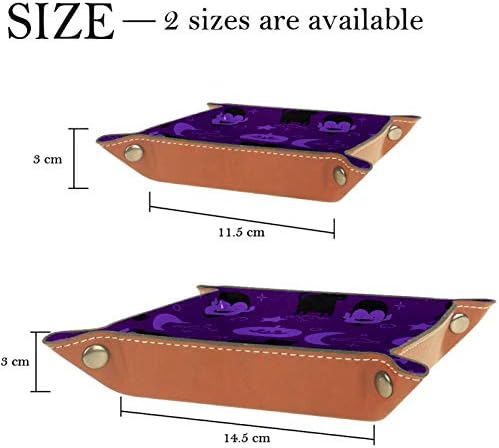 Dados dobráveis ​​Jogos de rolamento Bandejas de jóias quadradas de couro e relógio, chave, moeda, caixa de armazenamento de doces 14,5 cm/5.7 em padrões de Halloween