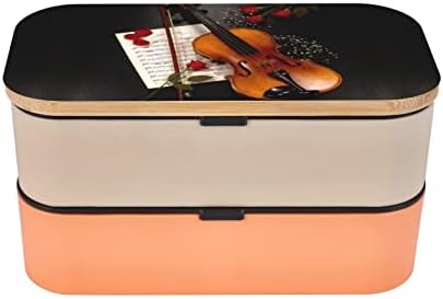 Partitura de violino Caixa de bento de almoço com alça ajustável atualizada, contêiner de alimentos à prova de vazamentos reutilizáveis, sem bPA, moda 2 níveis, adequado para piqueniques de acampamento para escolas de escritório.