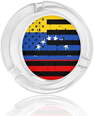 Venezuela American Flag Glass Ashtrays para cigarros lixo à prova de vento pode imprimir bandejas de cinzas sofisticadas para