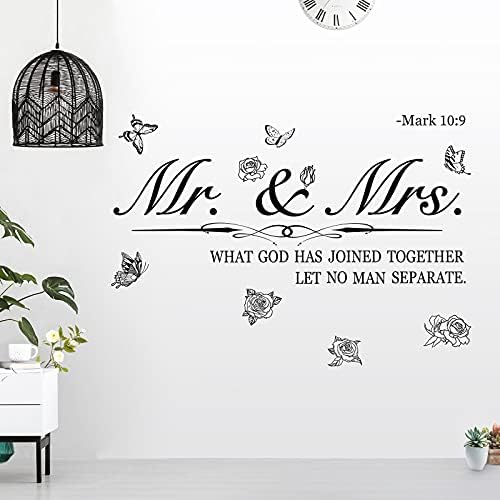 Sr. e Sra. Decalques de parede descascam e vasculha as ditados de casamento adesivos de artes de arte românticas decoração de aniversário de casamento decorações do quarto