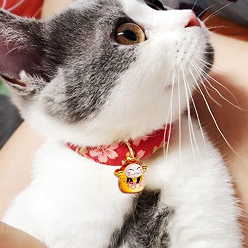 PULABO 1PCS Colar de estimação ajustável com Bell Japanese Japanese Pet Neck Jewelry Ornament for Kitten Puppy Use Red Conveniente