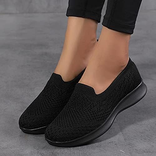 Womens Black Flats Bottom Mesh Sapatos casuais femininos