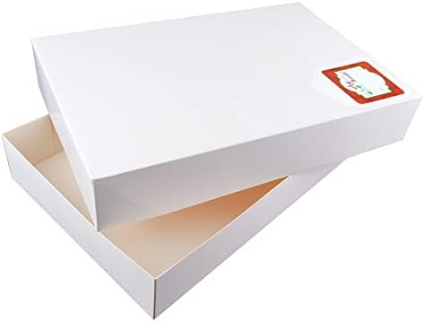 Joyin 24 PCs Caixa de presente de camisa de Natal variada, 4 tamanhos de papel de camisa de camisa de papel branco com tampas, base, arcos e adesivos de tag de presente para a decoração de embrulho presente, embrulho de presente