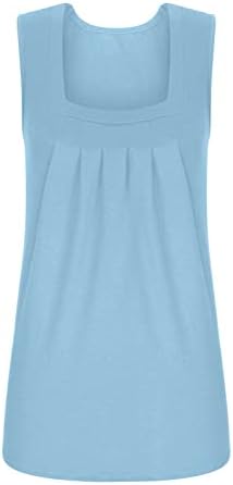 Camisetas sem mangas lisas para mulheres Tampas de tanques elegantes 2023 Moda Square Neck Flare camisetas de túnica de bainha curvada
