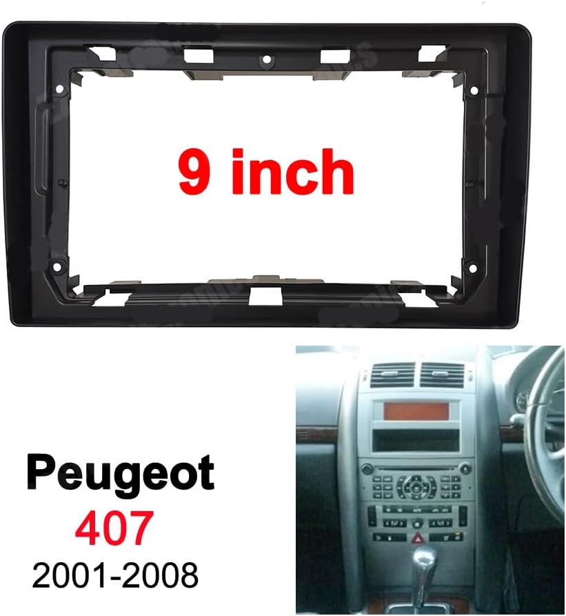 Painel de Fáscia de Rádio de Carro de 9 polegadas para Peugeot 407 2001-2008 quadro estéreo