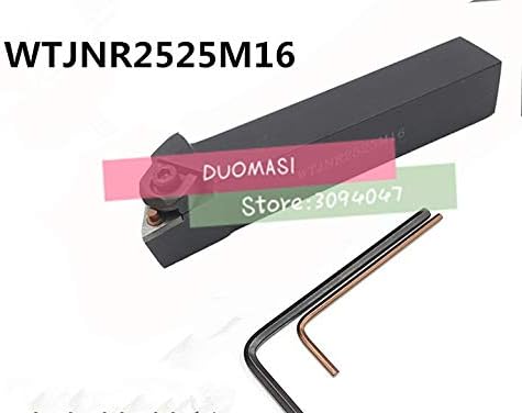 FINCOS WTJNR2525M16 Porta de ferramenta de torneamento externo indexível, cortador de torneamento CNC do torno, suporte da