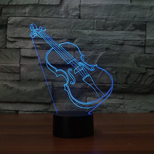 3D Resumo Violino Guitar Night Light Tabel Desk Ilusão de ilusão de ilusão 7 Luzes de cores Luzes de mesa LED LUDR