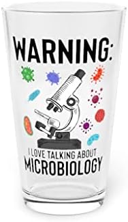Cerveja de vidro de cerveja 16oz de aviso humorístico amor falando sobre microbiologia virologia novidade bacteriologia