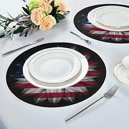 Alaza American Flag Independence Day 4 de julho Rodada Placemats para mesa de jantar Placemat 1 peça Configurações