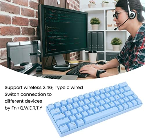 64 teclado mecânico -chave, 3.0 5.0 Tipo de teclado mecânico sem fio T Tipo C Blue RGB com fio Múltiplos modos de