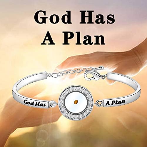 Zuo Bao Christian Gift Bracelete de semente de mostarda Deus tem um plano de jóias inspirador religioso bíblia bíblia jóias para mulheres meninas