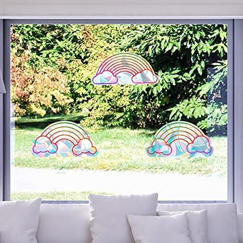 Anticolisão do arco -íris adesivo de vidro Decalque de aviso de vidro para greves de pássaros decoram seus produtos de anel da porta