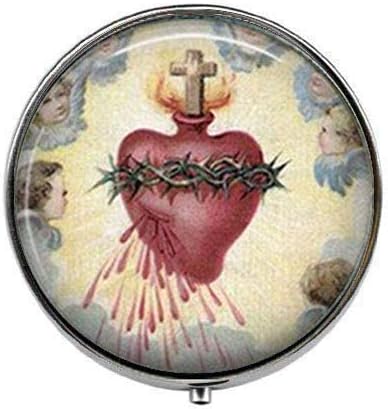 Sagrado Coração Jesus Cristo Coração de Jesus Coração católico - Caixa de comprimidos de fotografia - Caixa de pílula de charme - Caixa de doces de vidro