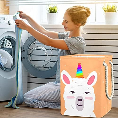 Fofa Unicorn Alpaca Llama Lavanderia Cesto de lavanderia Restre para adultos adolescentes, meninos adolescentes, meninos, Bins de armazenamento à prova d'água