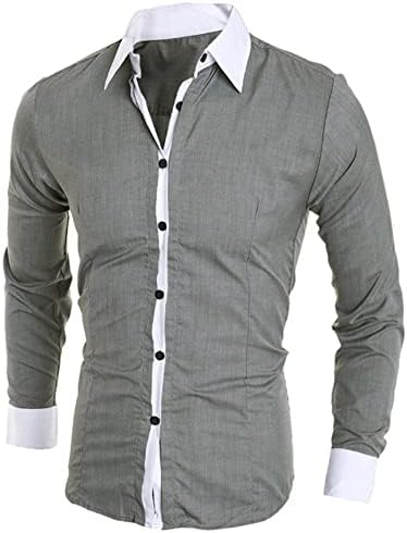 Camisas de vestido masculinas clássicas de manga longa de manga longa para baixo sólido