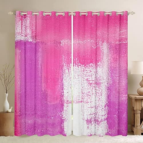 Cortinas de aquarela do arco -íris erosébridas e cortinas de gradiente rosa cortinas de blecaute para crianças meninos meninas, ombre