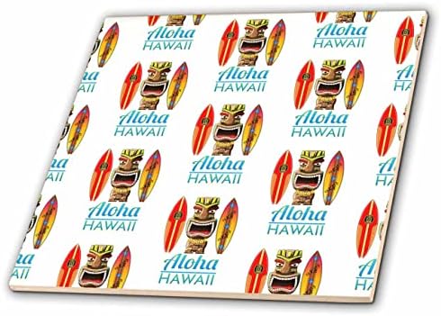 3drose uma estátua tiki para mostrar o espírito do Havaí e Aloha com pranchas de surf. - Azulejos