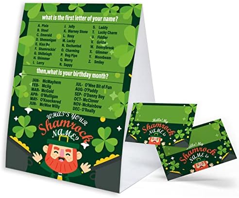 Qual é o seu jogo de nome shamrock para as atividades de festas do dia de Patricks, decorações do dia de Patricks, tags