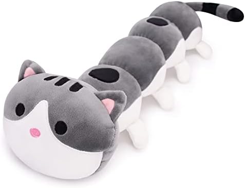 Brinquedo de travesseiro de abrafado de pelúcia de gato branco preto - Toy de travesseiro de animais de pelúcia - travesseiro