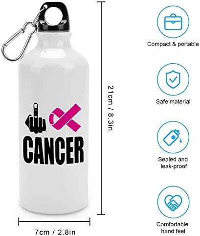 Foda -se o câncer esportivo de alumínio garrafas esportivas portáteis de água com carabiner e boné de torção