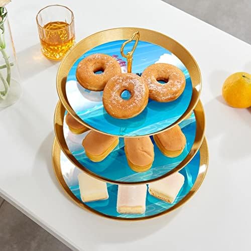 Conjunto de exibição de mesa de sobremesa, suporte de cupcakes de ouro, estandes de sobremesa, bandeja de 3 camadas,
