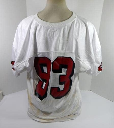 2002 San Francisco 49ers Josh Shaw #93 Jogo emitido White Practice Jersey 3xl 36 - Jerseys não assinados da NFL usada