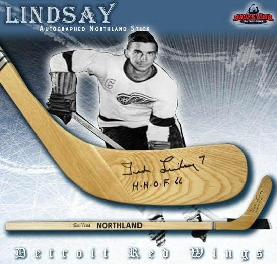 Ted Lindsay assinou o Modelo de Madeira Northland Stick W/INSC. - Detroit Red Wings - Sticks NHL autografados