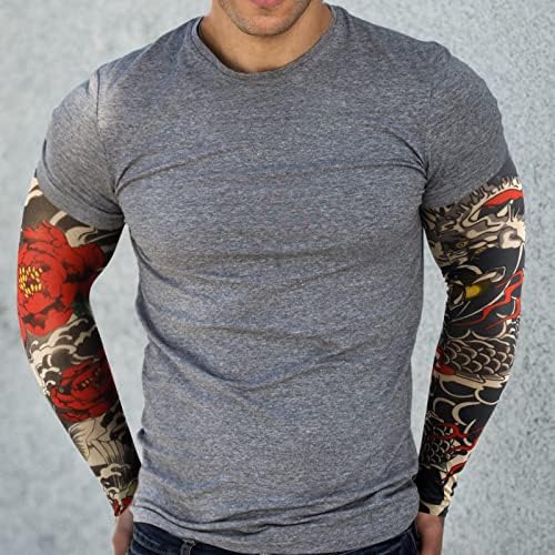Mangas de tatuagem yariew para homens, mangas de braço de 12 pcs mangas de tatuagens falsas para cobrir mangas de proteção
