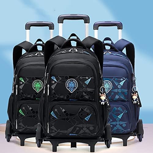 Meninos, com estampa geométrica, rolando mochila infantil bolsa de bolsa escolar bookbag rucks mack com rodas