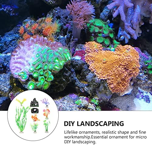 Plantas artificiais genéricas 1 conjunto de plantas aquários de aquário Plantas plásticas de tanque de aquário cave decoração de rochas tanques de peixes