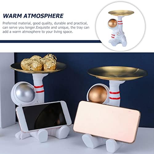 Titulares de brinco de cabilock Astonauta Titular de jóias para estatuetas Bandeja: Gold Serviing Platter Spaceman Stand Stand decorativo