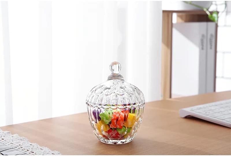 LosManthus Glass Crystal Candy Prato com tampa, tigela de doces coberta clara com tamanho de 260 ml para armazenar doces,