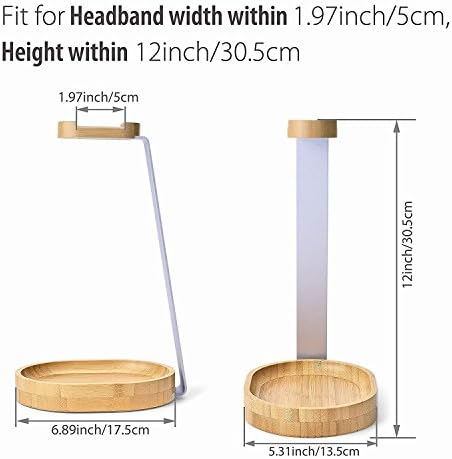 Avantree Universal Wooden & Aluminium Headphone Stand Hanger com suporte para cabo, Rack de montagem de fone de ouvido resistente para