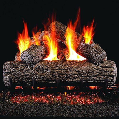 Peterson Real Fyre 18 polegadas Golden Oak Log Set com Burner G46 Certified ANSI de Gás Natural ANSI - Remoto de chama variável