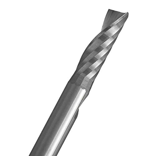 Diâmetro de haste de 1/8 de polegada Liboqiao 1/8 polegada Diâmetro de ponta de corte de 10 mm 1 comprimento de corte 1 flauta de flauta única Fim do moinho de fábrica de flauta CNC Bit para acrílico, PVC, mdf, pacote de alumínio de 10