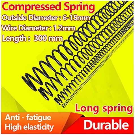 As molas de compressão são adequadas para a maioria dos reparos i longa compressão de compressão compressão de primavera longa Retorno de mola forte Spring Y Diâmetro de fio de 1,2 mm, diâmetro 6-15mm, comprimento 300mm