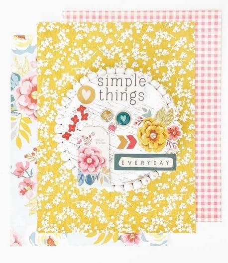 New Hampshire Craftworks Stories Simples Wildflower - Pacote de designer do Collector com kit de coleção 12x12, bloco de papel 6x8, kit de cartão, pontos de esmalte e bits e peças