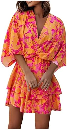 Vestido rosa fqzwong para mulheres sexy verão 2023 casual formal elegante partido club de praia férias de férias de maneira