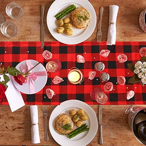 YIHEE 2 Pacote Buffalo Placemats Buffalo Table Runner Cotton Placemats Para festas externas internas Decorações de mesa, 13 x 108 polegadas