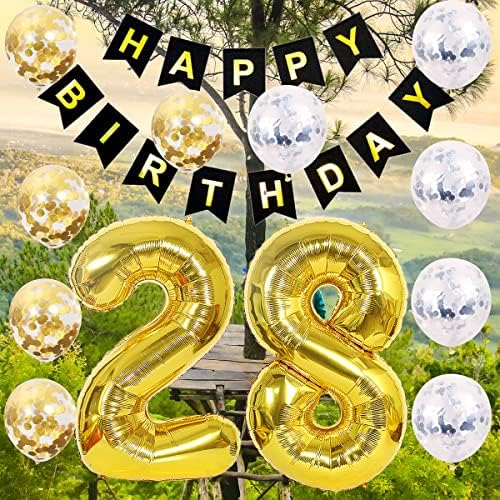 29º aniversário decoração de feliz aniversário Balão preto Balão de 29 anos de idade Helium 40 ”Balões de ouro +