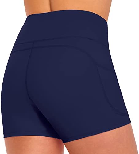 Uniformes naturais de shorts de ioga de cintura alta feminina com controle de barriga