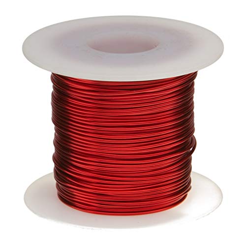 Fio de ímã, fios de cobre esmaltados pesados, 19 awg, 8 oz, comprimento de 125 ', 0,0386 de diâmetro, vermelho