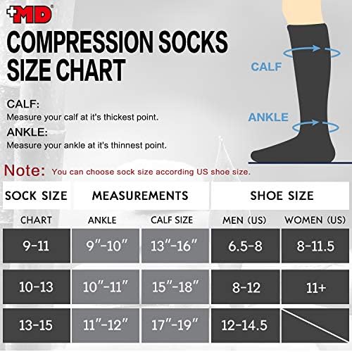 +Meias de compressão de mulheres MD 8-15mmHg meias compressivas de joelho para viagens aéreas, corrida, atlética, enfermeiras