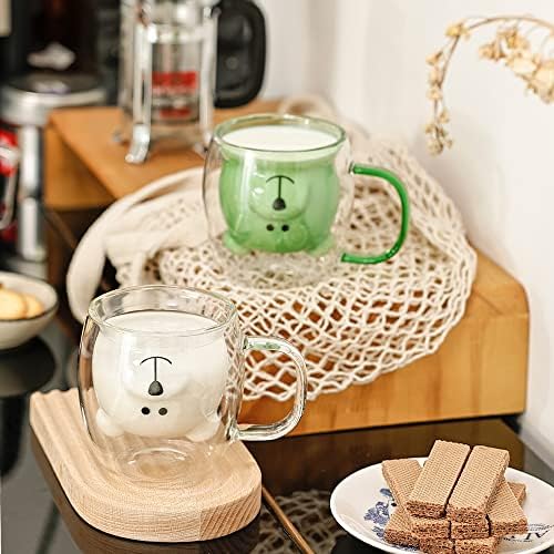 Canecas de urso fofos de Shendong Conjunto de 2 xícaras de chá de chá de café com alça de 8,5 onças xícara de leite