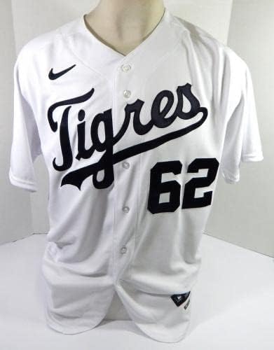 2022 Detroit Tigers Angel de Jesus #62 Jogo emitiu White Jersey El Tigres KB P 2 - Jogo usou camisas MLB