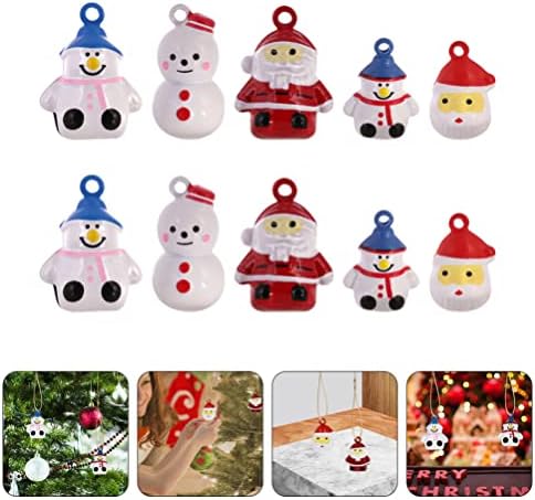 Decorações de Halloween de Ganazono 10pcs Ornamentos de campainha de natal Papai Noel Sinalizadores de neve pendurados sinos de