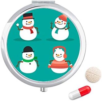 Feliz Natal do boneco de neve do boneco de pílula de pílula de pílula de pílula Distribuidor de contêiner de caixa de armazenamento de bolso